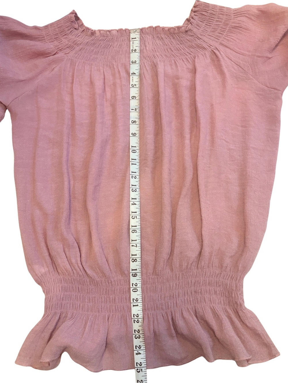 APRICOT 🍑 Pink Smocked Off Shoulder Peplum Blouse Size UK 8 / EUR XS - Picture 4 of 8